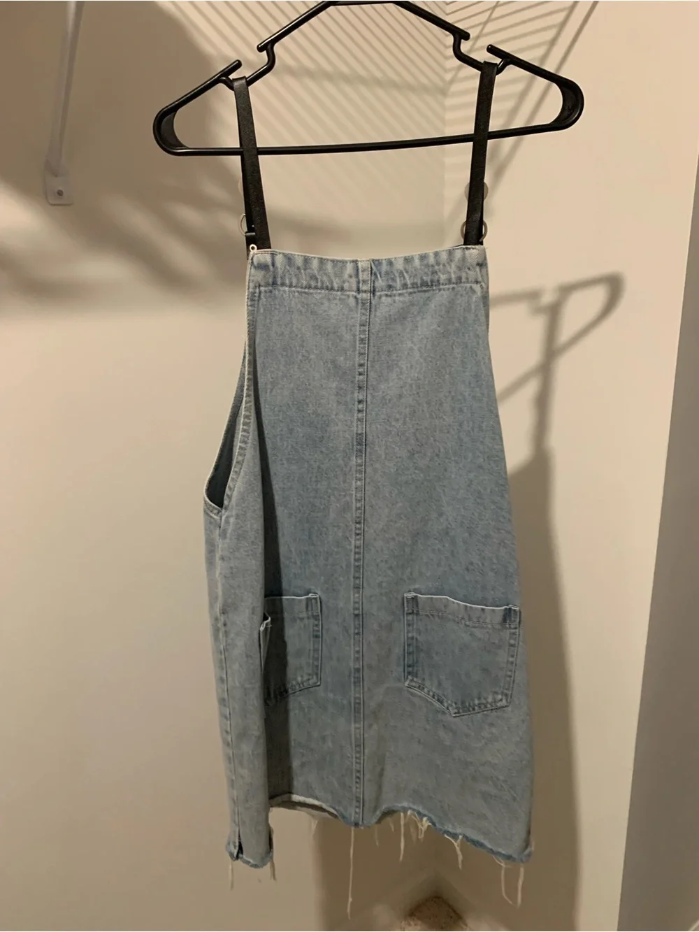 Denim overalls skirt